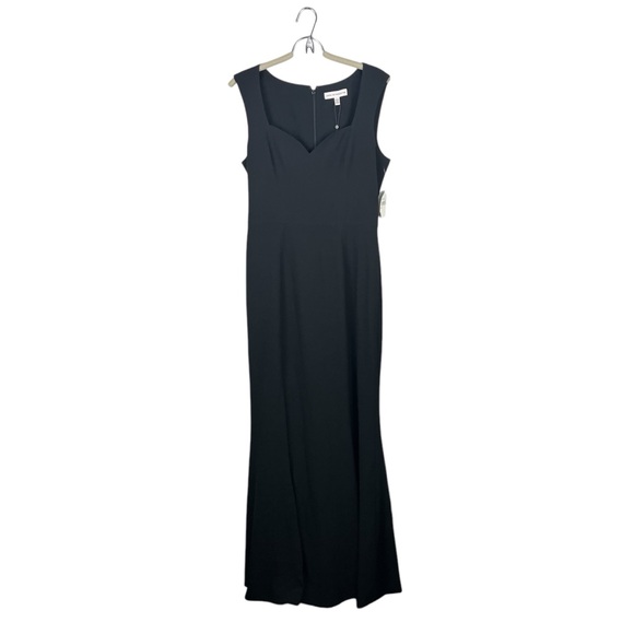 NEW Dress The Population Black Monroe Gown Sweetheart Crepe Side Slit Evening - Picture 4 of 12